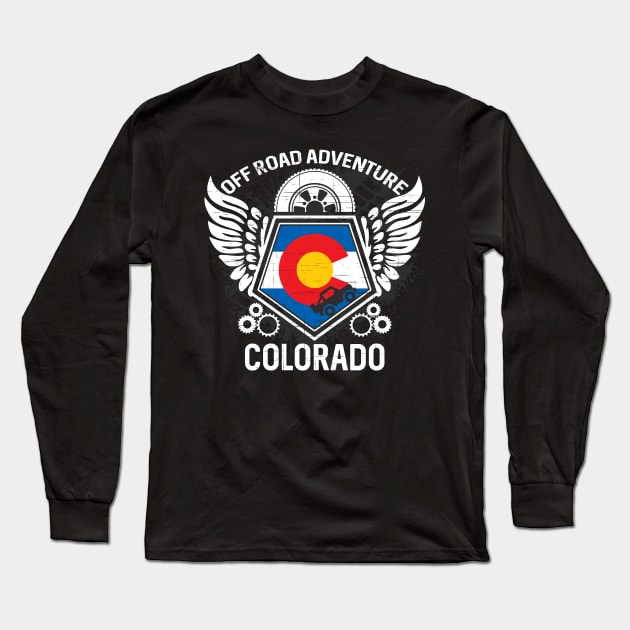 Colorado State Flag Off Road T-Shirt 4x4 Mudding Grunge Long Sleeve T-Shirt by OffRoad